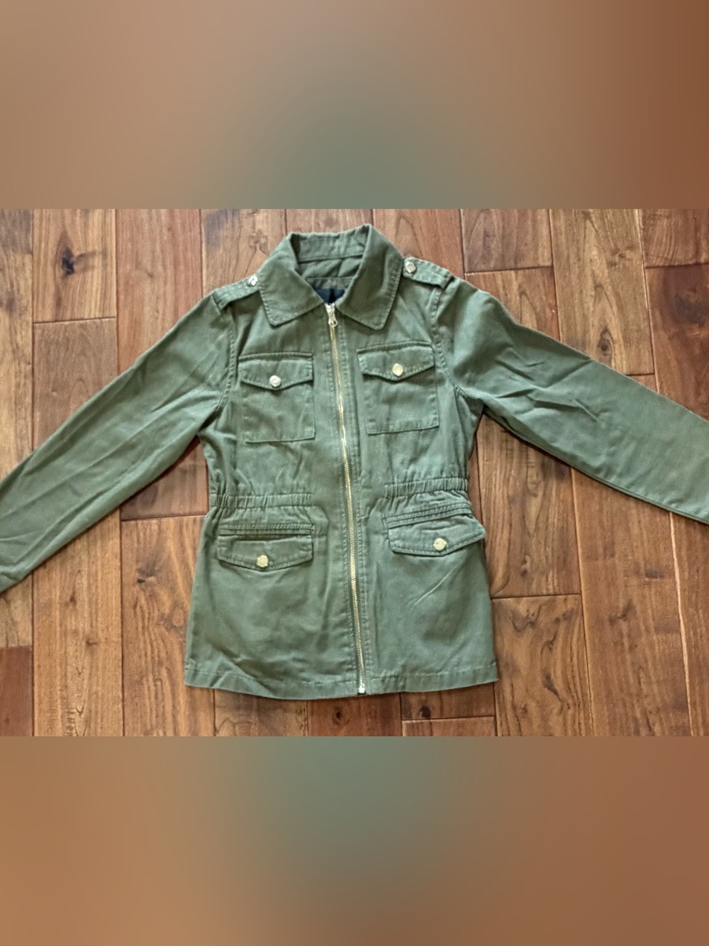 Me Jane Olive Utility Jacket with Cinched Waist